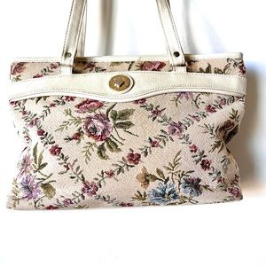 Vintage 80s MITZI Floral Tapestry Carpet Shoulder Tote Bag